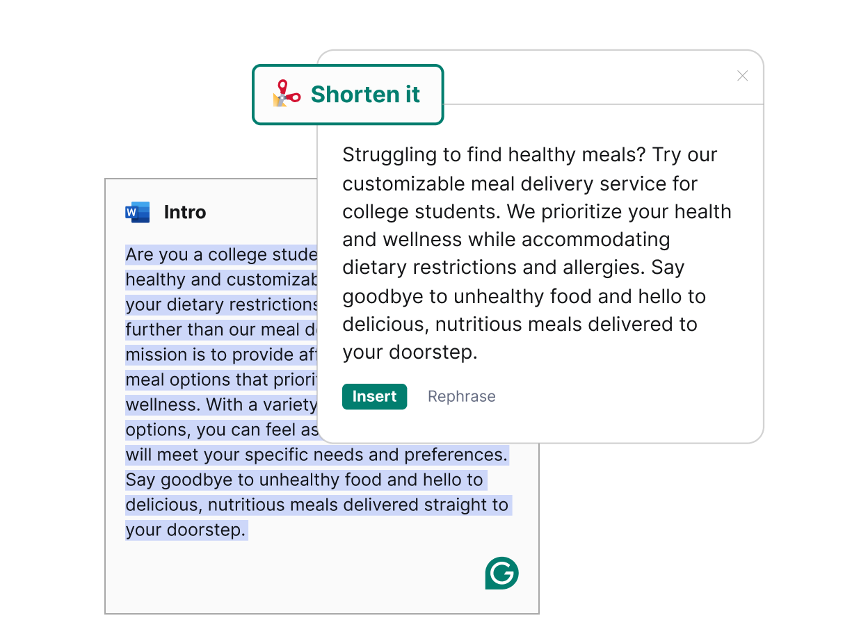 Grammarly helps rewrite your text