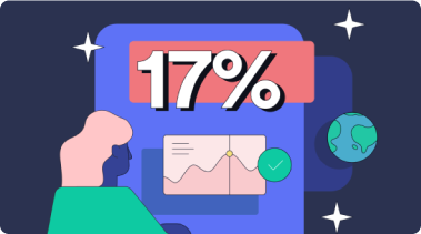 Woman looking at 17% satisfaction data sheet